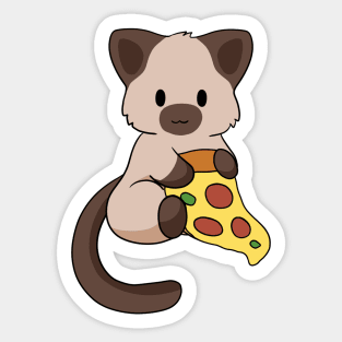 Siamese Cat with Pizza Sticker